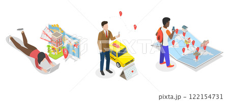 3D Isometric Flat  Illustration of Trip Planning, Travel Preparation Tips 122154731