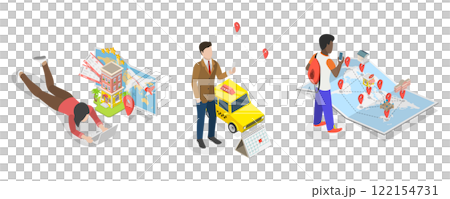 3D Isometric Flat  Illustration of Trip Planning, Travel Preparation Tips 122154731