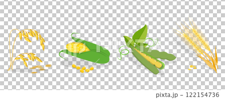 3D Isometric Flat Set of Cereals , Grain Plants 3D Isometric Flat Set of Cereals , Grain Plants 122154736