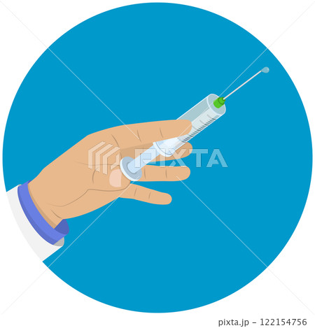 3D Isometric Flat  Illustration of Injection Syringe, Vaccine Shot 122154756