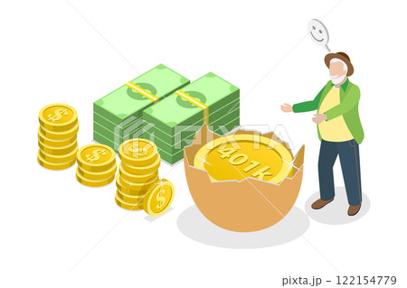 3D Isometric Flat Illustration of Retirement 401K Investment, Pension Plan, Financial Success 3D Isometric Flat Illustration of Retirement 401K Investment, Pension Plan, Financial Success 122154779