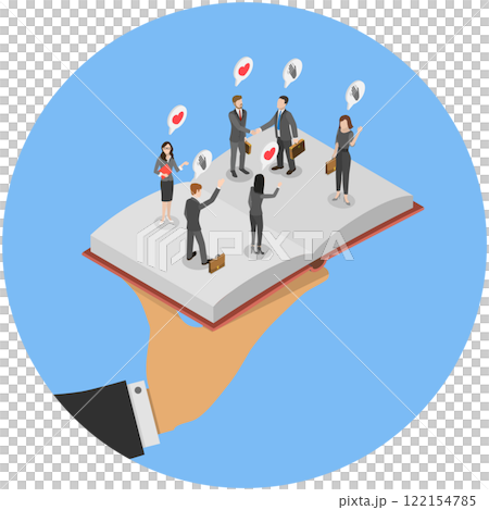 3D Isometric Flat  Illustration of Employee Handbook, Onboarding New Staff and Company Procedures for New Hires 122154785