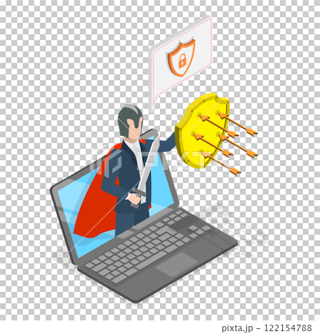 3D Isometric Flat  Illustration of Cyber Security Protection, Digital Privacy and Encryption 122154788
