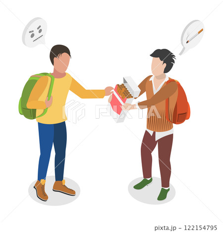 3D Isometric Flat Illustration of Peer Influence On Adolescent Smoking, Peer Pressure 3D Isometric Flat Illustration of Peer Influence On Adolescent Smoking, Peer Pressure 122154795