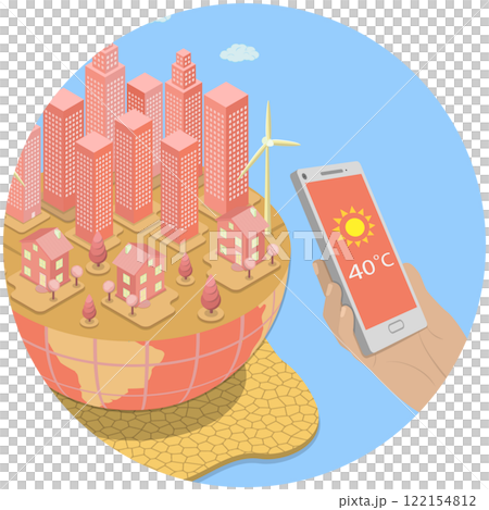 3D Isometric Flat Illustration of Hot Summer , Climate Change Causing Abnormal Temperature Problem 3D Isometric Flat Illustration of Hot Summer , Climate Change Causing Abnormal Temperature Problem 122154812