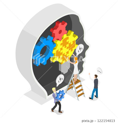 3D Isometric Flat  Illustration of Critical Thinking, Problem Solving Skills Development 122154813