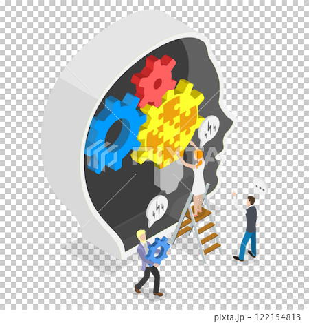 3D Isometric Flat  Illustration of Critical Thinking, Problem Solving Skills Development 122154813