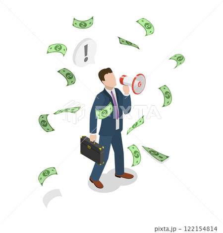 3D Isometric Flat  Illustration of Referral Marketing, Profit Increase 122154814