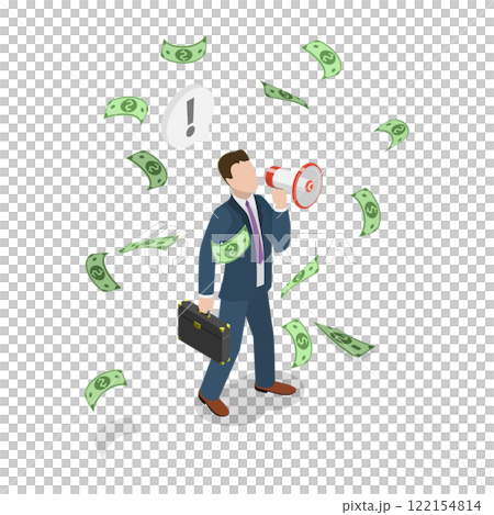 3D Isometric Flat  Illustration of Referral Marketing, Profit Increase 122154814