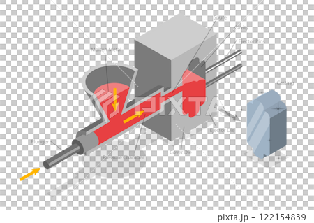 3D Isometric Flat  Illustration of Die Casting, Foundry Metallurgy Processes 122154839