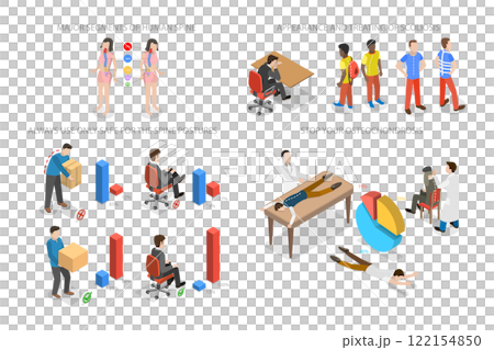 3D Isometric Flat Illustration of Posture...のイラスト素材 [122154850] - PIXTA