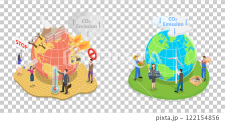 3D Isometric Flat  Illustration of Climate Change, Save the Planet 122154856