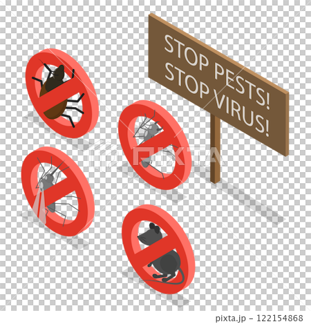 3D Isometric Flat  Illustration of Pest Control, Protection from Harmful Insects and Rodents 122154868