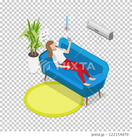 3D Isometric Flat  Illustration of Climatic Control, Air Conditioning Home System 122154870