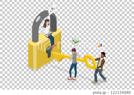 3D Isometric Flat  Illustration of Security And Protection, Safe Confidential Information 122154880