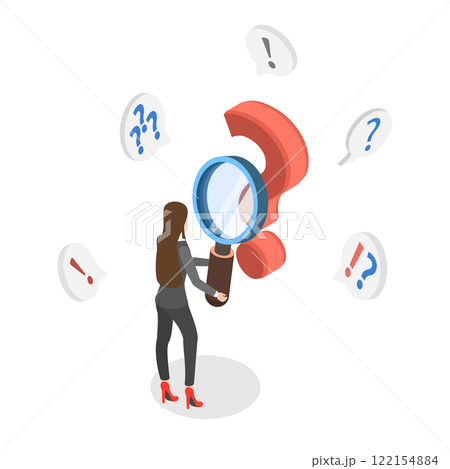 3D Isometric Flat Illustration of Frequently Asked Questions, Problem Solving, Curiosity 3D Isometric Flat Illustration of Frequently Asked Questions, Problem Solving, Curiosity 122154884