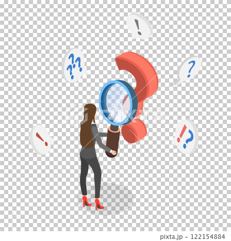 3D Isometric Flat  Illustration of Frequently Asked Questions, Problem Solving, Curiosity 122154884