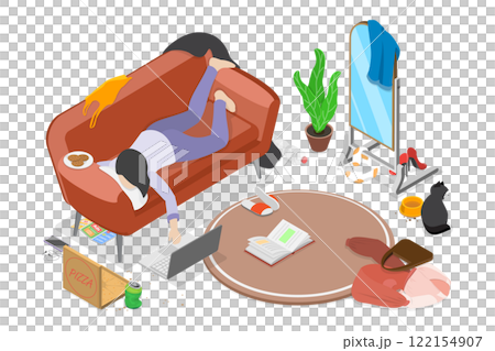 3D Isometric Flat Illustration of Lazy Day, Enjoying Leisure and Relaxation, a Space for Unwinding 3D Isometric Flat Illustration of Lazy Day, Enjoying Leisure and Relaxation, a Space for Unwinding 122154907