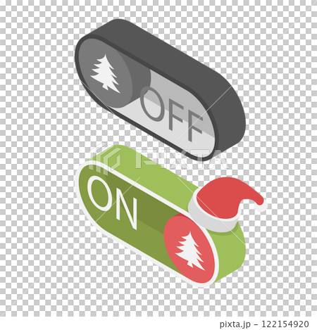 3D Isometric Flat Illustration of Christmas On-off, Template for Christmas On-Off Switch Buttons Featuring Xmas Tree 3D Isometric Flat Illustration of Christmas On-off, Template for Christmas On-Off Switch Buttons Featuring Xmas Tree 122154920