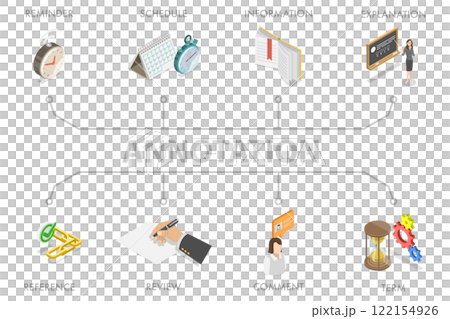 3D Isometric Flat  Illustration of Annotation, Organizer and Schedule 122154926