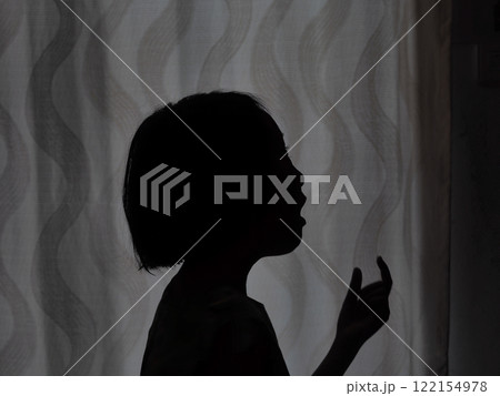 Silhouette of a woman and person in profile with abstract outline Silhouette of a woman and person in profile with abstract outline 122154978