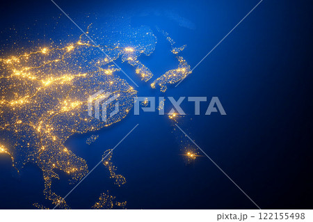 Stunning View of Earth from Space at Night Showcasing the Brightness of Asia and Surroundings 122155498