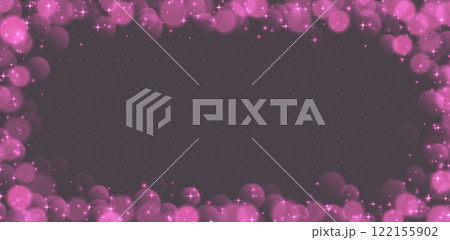Pink bokeh with stars and sparkles, shiny overlay decoration isolated on grey background. 122155902