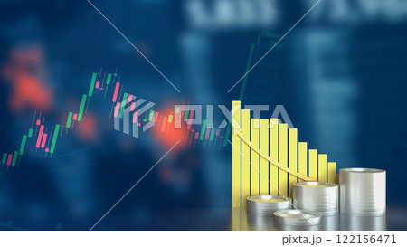 The Coins and chart for Business concept 3d Rendering. The Coins and chart for Business concept 3d Rendering. 122156471