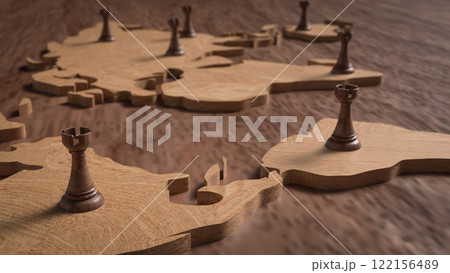 The Chess on world map for Business concept 3d Rendering. The Chess on world map for Business concept 3d Rendering. 122156489