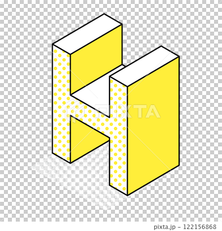 Isometric_3D simple alphabet H 122156868