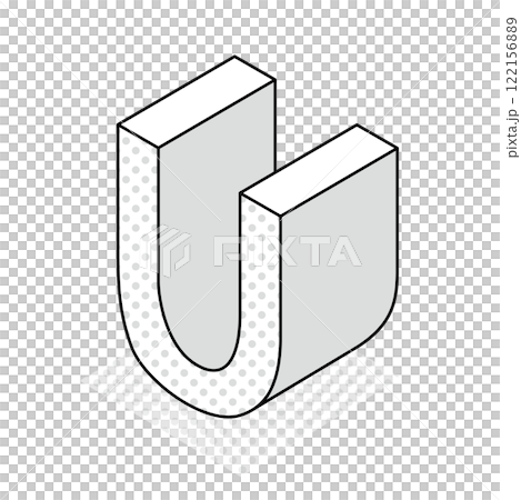Isometric_3D simple alphabet U 122156889