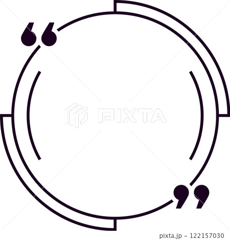 Round quote frame with quotation marks is framing empty space for inspirational message, text, phrase or quote, promoting communication and testimonials Round quote frame with quotation marks is framing empty space for inspirational message, text, phrase or quote, promoting communication and testimonials 122157030