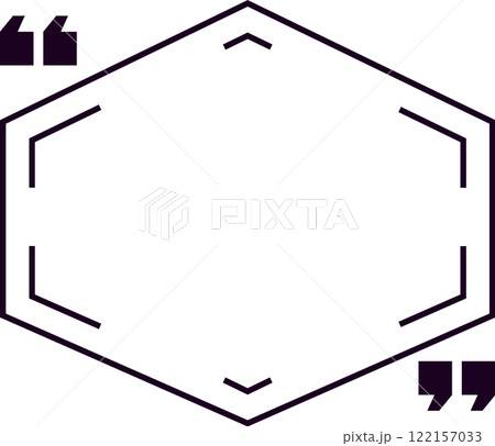Quotation marks framing a hexagonal empty space, suggesting the act of quoting text and citing a paragraph, while providing ample copy space for creative expression Quotation marks framing a hexagonal empty space, suggesting the act of quoting text and citing a paragraph, while providing ample copy space for creative expression 122157033