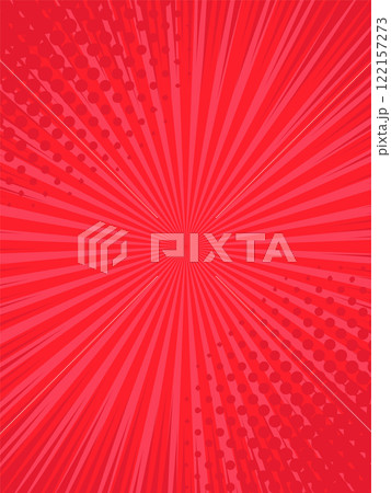 Vibrant red comic book radial lines radiate from the center, featuring halftone dots bursting outward for a dynamic and energetic backdrop perfect for graphic design and pop art Vibrant red comic book radial lines radiate from the center, featuring halftone dots bursting outward for a dynamic and energetic backdrop perfect for graphic design and pop art 122157273