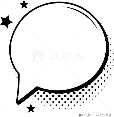 Comic speech bubble bursting with stars and halftone dots, adding a dynamic and expressive touch to comics and graphic designs, enhancing visual storytelling and communication 122157308