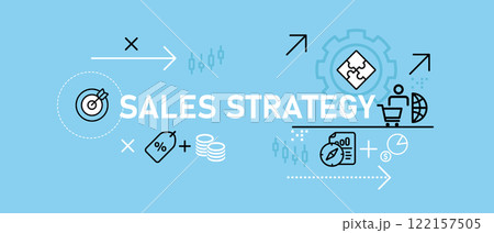 Sales strategy flat design business work planning idea to target retail sales performance monitoring and management concept 122157505