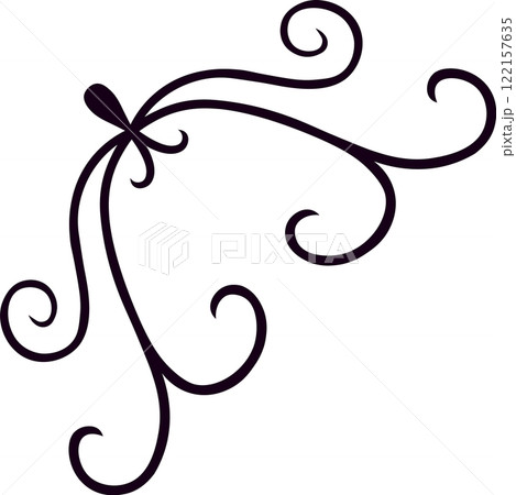 Hand drawn decorative corner ornament featuring elegant swirls and flourishes, creating a sophisticated and artistic design element for various projects Hand drawn decorative corner ornament featuring elegant swirls and flourishes, creating a sophisticated and artistic design element for various projects 122157635