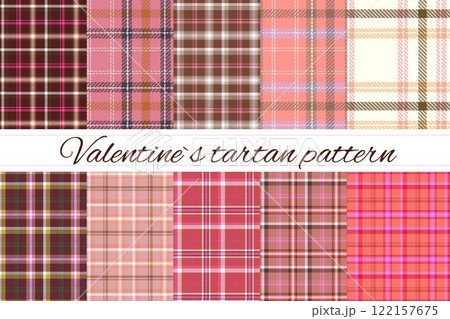 バレンタインカラーのタータンチェックのパターンセット　スウォッチ 122157675