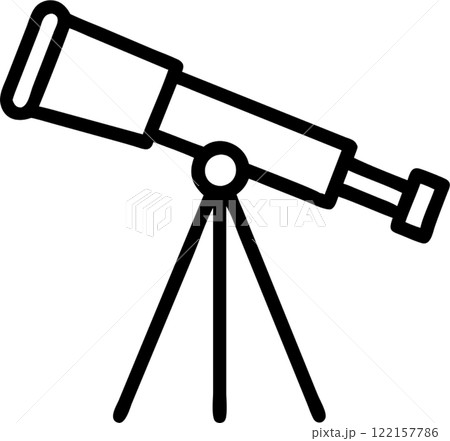 Telescope in outline icon style, weather and astronomy theme. 122157786