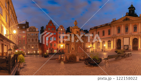 Stortorget square and drinking well at night, Stockholm, Sweden Stortorget square and drinking well at night, Stockholm, Sweden 122158022