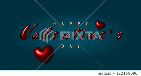 Elegant Valentine's Day Greeting with 3D Hearts on Dark Background 122158096