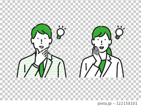 ひらめく男女ビジネスイラスト 122158101