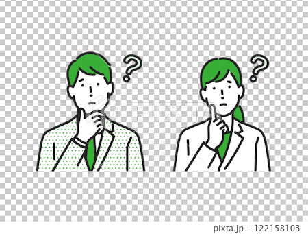 Worried men and women business illustration Worried men and women business illustration 122158103