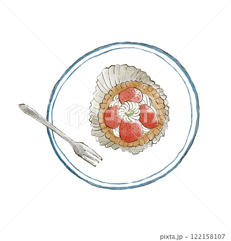いちごタルトのイラスト　水彩風 122158107