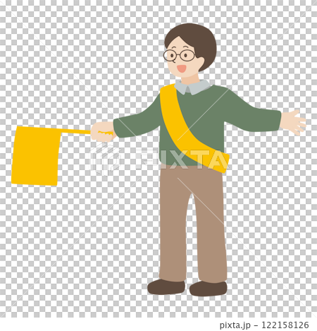 旗当番をする大人の男性のベクターイラスト 旗当番をする大人の男性のベクターイラスト 122158126