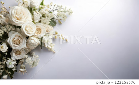 《AI画像》白いお花で飾りつけた背景素材 122158576