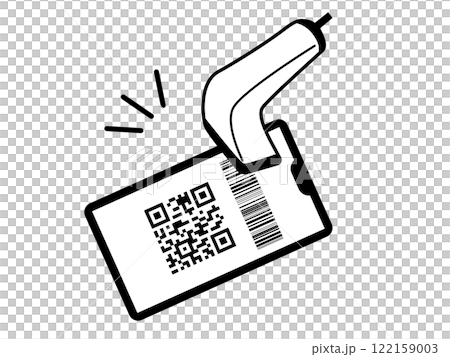 使用掃描器讀取智慧型手機上顯示的條碼的無現金支付插圖 使用掃描器讀取智慧型手機上顯示的條碼的無現金支付插圖 122159003