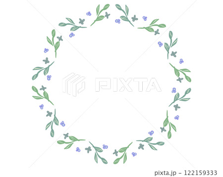 ブルーベリーカラーの爽やかな手描きフレーム 122159333