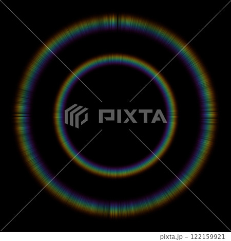 二重の虹色のレンズフレア　グラフィック素材　光テクスチャー素材 122159921
