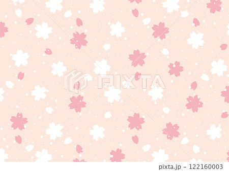 桜と桜の花びらが舞い散るシルエット背景_横02 122160003